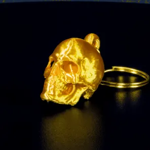 Череп 3D золотой брелок